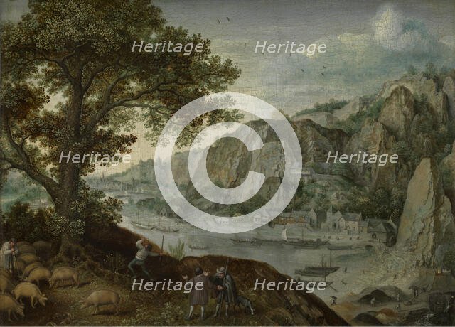 Huy viewed from Ahin, c1570-1580. Creator: Lucas van Valckenborch.