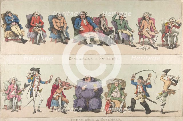 Englishmen in November, Frenchmen in November, November 25, 1788., November 25, 1788. Creator: Thomas Rowlandson.