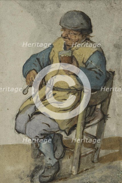 Seated Peasant, Holding a Glass of Beer, 1640s. Creator: Unknown.