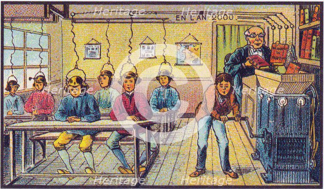 At school. From the series Visions of the Year 2000, 1899. Artist: Côté, Jean-Marc (active End of 19th cen.)
