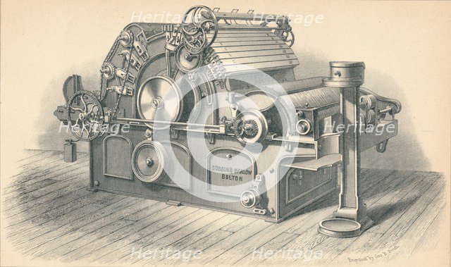 Self Stripping Carding Engine, by Dobson and Barlow Bolton', 1874. Artist: GB Smith.
