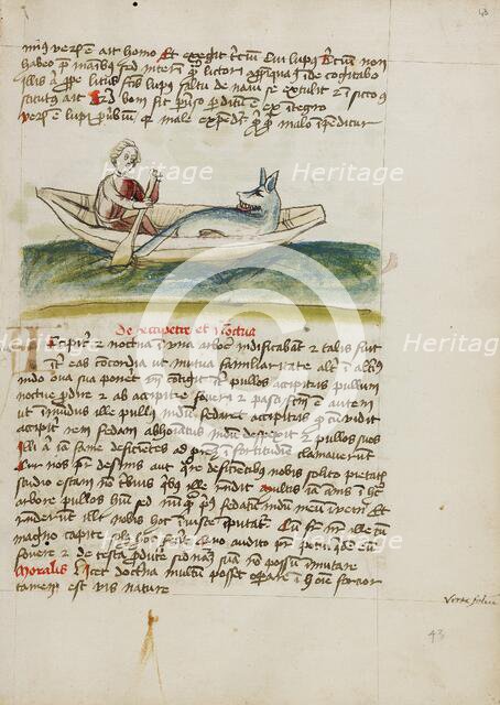 A Ferryman with a Wolf in a Boat; Fables, third quarter of 15th century. Creator: Unknown.