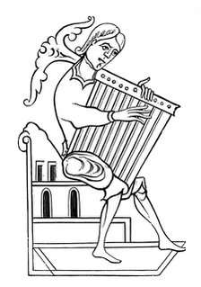 A psaltery player, 9th century, (1870). Artist: Unknown