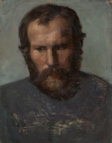 Portrait of a Bearded Man; Unfinished, 1854-1855. Creator: Karl Anders Ekman.