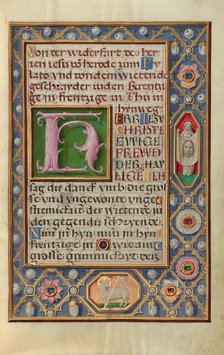 Decorated Text Page; Prayer Book of Cardinal Albrecht of Brandenburg, about 1525-1530. Creator: Simon Bening.