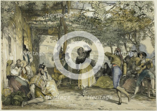 Spanish Peasants Dancing the Bolero, 1836. Creator: John Frederick Lewis.