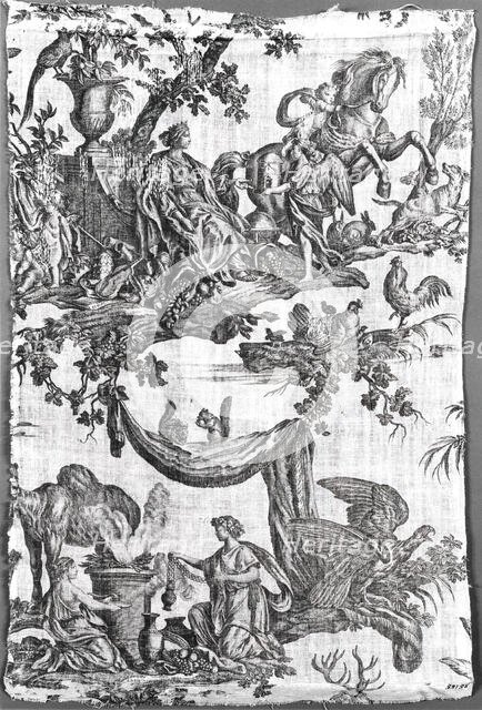 Les Quatre Parties du Monde (Four Quarters of the Globe) (Furnishing Fabric), France, c. 1785. Creator: Christophe-Philippe Oberkampf.