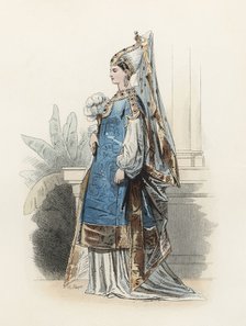 Turkish Princesa, in the modern age, color engraving 1870.