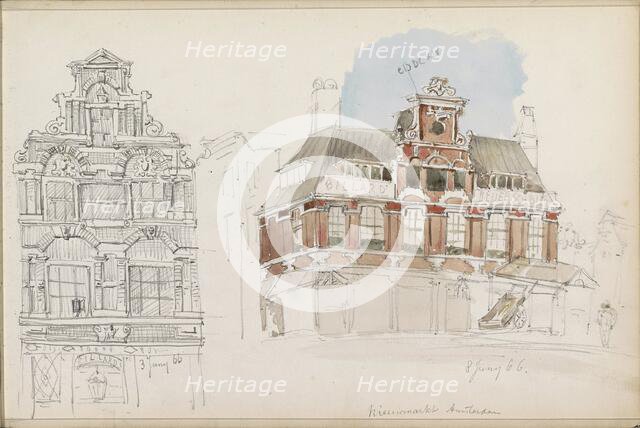 Buildings on the Nieuwmarkt in Amsterdam, 1866. Creator: Isaac Gosschalk.