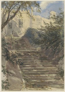 Garden stairs at Haddon Hall (Derbyshire), 1831-1859. Creator: David Cox the Elder.