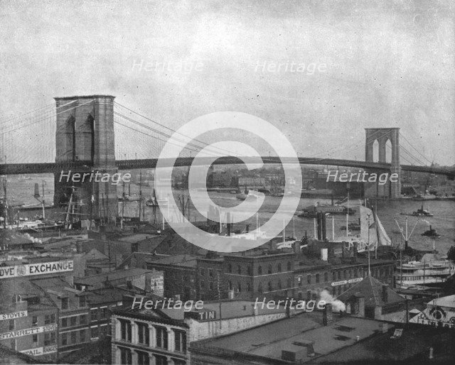Brooklyn Bridge, New York, USA, c1900.  Creator: Unknown.
