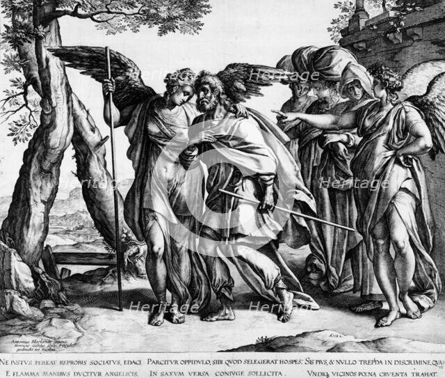 Lot and His Daughters Leaving Sodom, 1582. Creator: Hendrik Goltzius.