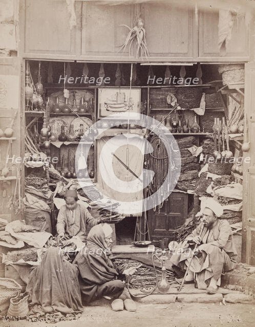 Tobacco and Pipe Shop, Cairo, 19th century. Creator: Pascal Sébah.