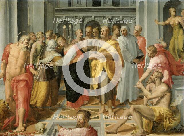 Visitation (Meeting of Mary and Elizabeth in the Presence of Saints Joseph and Jerome), 1550-1600. Creator: Pellegrino Tibaldi (circle of).