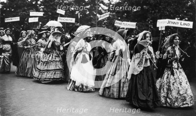 The 'Famous Women' Pageant of the Women's Coronation Procession, London, 1911. Artist: Unknown