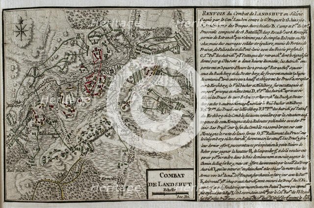 Map of the Battle of Landeshut (June 23, 1760), Seven Years War (1756-1763), 1765. Creator: Jean de Beaurain.