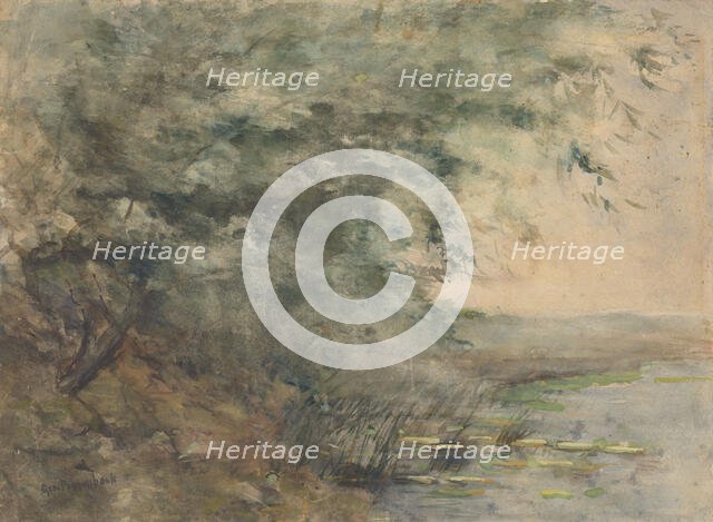 Willows on the shore of a lake, 1863-1903. Creator: George Poggenbeek.