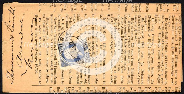 1c Franklin printed matter rate cover, January 12, 1884. Creator: Unknown.