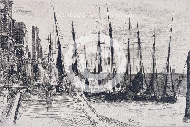 'Boats alongside Billingsgate', London, 1859. Artist: James Abbott McNeill Whistler