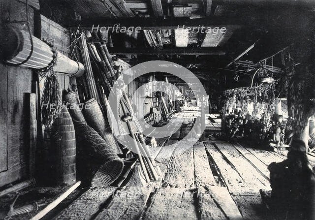 Sarawak: interior of a Kayan tribal house, c1900. Creator: Unknown.