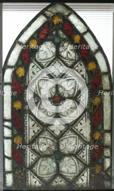 Stained Glass Panel with Aconite Leaves, c. 1275-1300. Creator: Unknown.