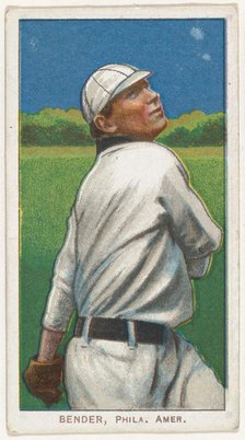 Bender, Philadelphia, American League, from the White Border series (T206) for the Amer..., 1909-11. Creator: American Tobacco Company.
