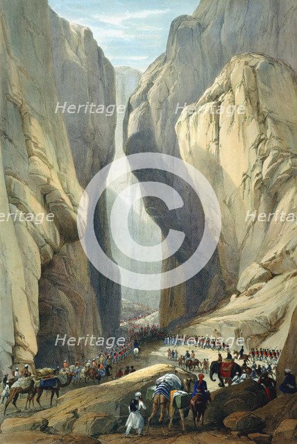 British army entering the Bolan Pass from Dadur, First Anglo-Afghan War, 1838-1842. Artist: James Atkinson