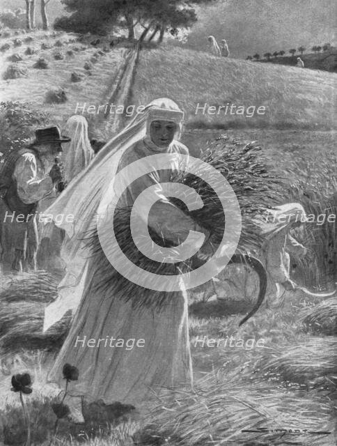 ''Pour servir Aussi; Les Franciscaines a la Moisson', 1914. Creator: J Simont.