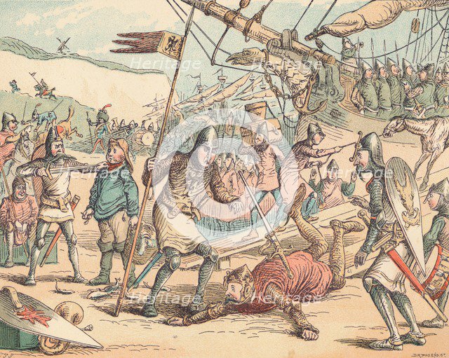 'The Landing of William the Conqueror', c1884. Artist: Thomas Strong Seccombe.