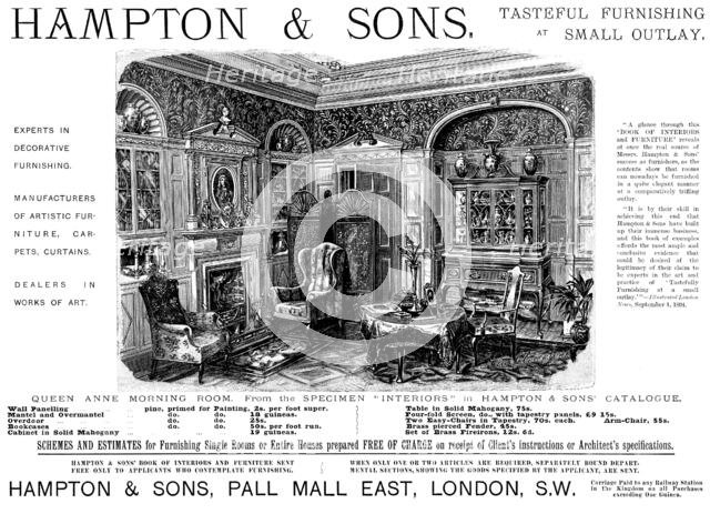 Advertisement for Hampton & Sons, furniture, 1895. Creator: Unknown.