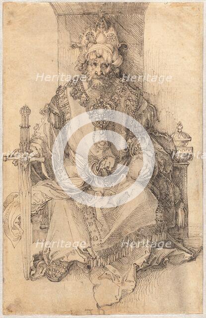 An Oriental Ruler Seated on His Throne, c. 1495. Creator: Albrecht Durer.