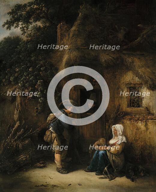 Traveller at a Cottage Door, 1649. Creator: Isaac van Ostade.