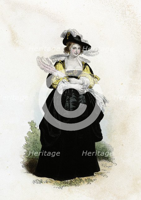 Helene Fourment, second wife of Rubens, engraving, 1870.