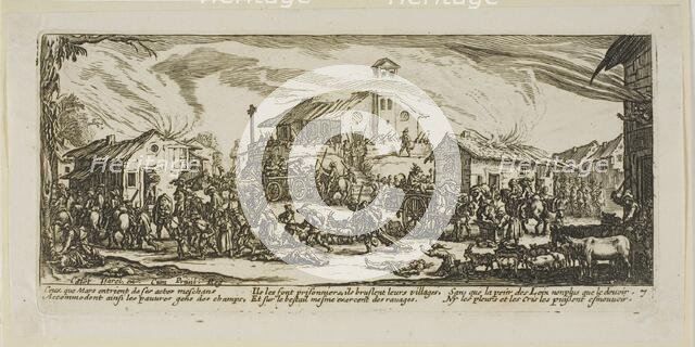 Plundering and Burning a Village, plate seven from The Large Miseries of War, n.d. Creator: Gerard van Schagen.