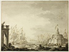 Malta, Harbor of Valletta, 1695. Creators: Abraham Storck, Willem Schellinks.