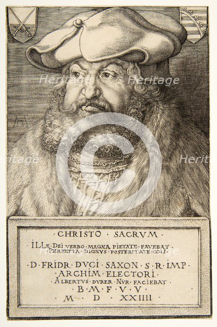 Frederick the Wise, Elector of Saxony, pub. 1524. Creator: Albrecht Durer (1471 - 1528).