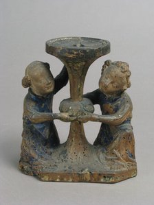 Candlestick Held by Two Angels, French, 14th century. Creator: Unknown.