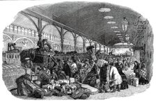 Arrival of Christmas Train, Eastern Counties Railway - drawn by Duncan, 1850. Creator: Unknown.