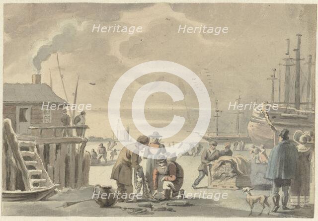 View of the frozen Merwede near Moerdijk, 1720-1792. Creator: Aert Schouman.