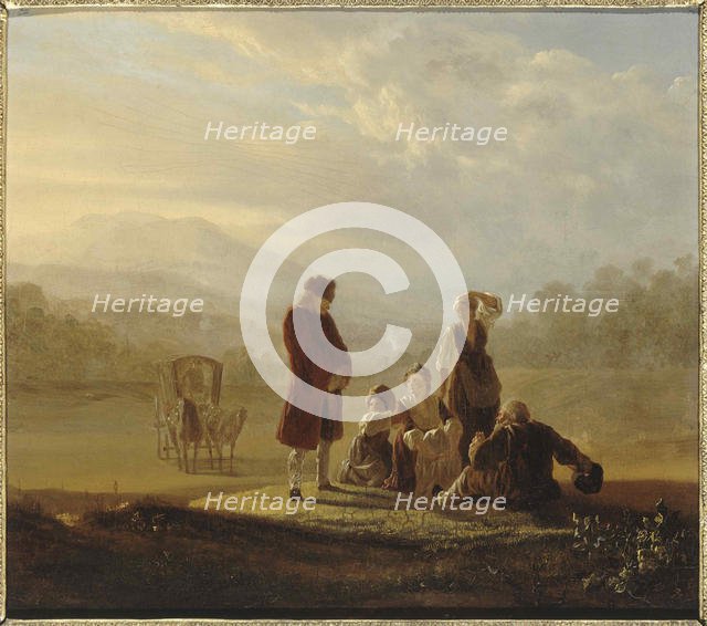 Voltaire and the peasants of Ferney, ca 1770. Creator: Huber, Jean (1721-1786).