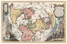 World map with Magellan’s circumnavigation (From Scherer’s Atlas novus), 1702-1703. Artist: Scherer, Heinrich (1628-1704)