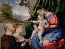 Madonna with child and two donors, 1525-1530. Artist: Lotto, Lorenzo (1480-1556)
