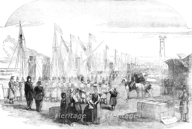 Embarkation of French Troops in English Vessels, at Calais, for the Baltic, 1854. Creator: Unknown.
