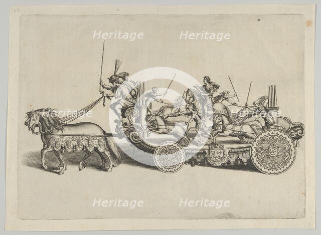 Design for a float, from 'Éloges et discours sur la triomphante réception du Roy en sa vil..., 1629. Creator: Melchior Tavernier.