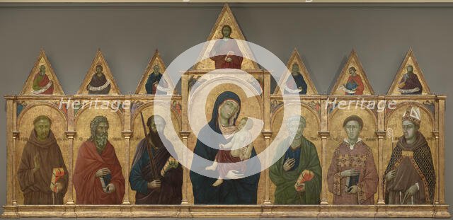 Virgin and Child with Saints Francis, Andrew, Paul, Peter, Stephen, and Louis of Toulouse, c1317-21 Creator: Ugolino da Siena.