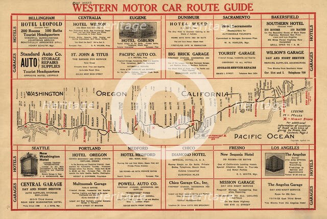 Western motor car route guide, (1915?). Creator: Unknown.