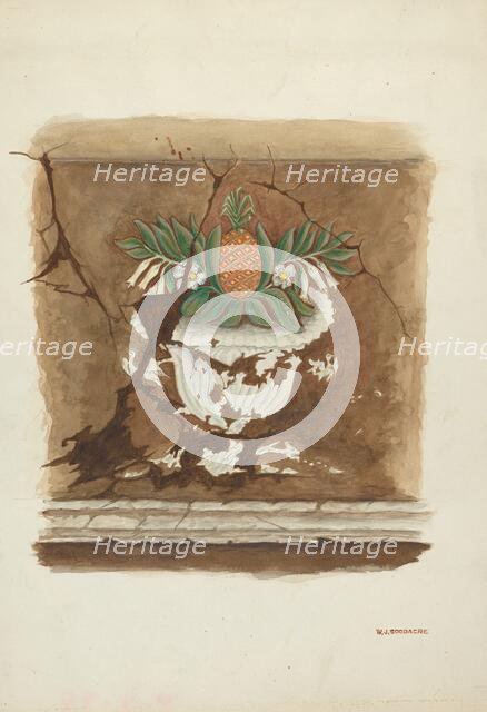 Wall Painting - Pineapple Motif, c. 1937. Creator: W. J. Goodacre.