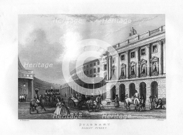 Quadrant, Regent Street, London, 19th century.Artist: J Woods