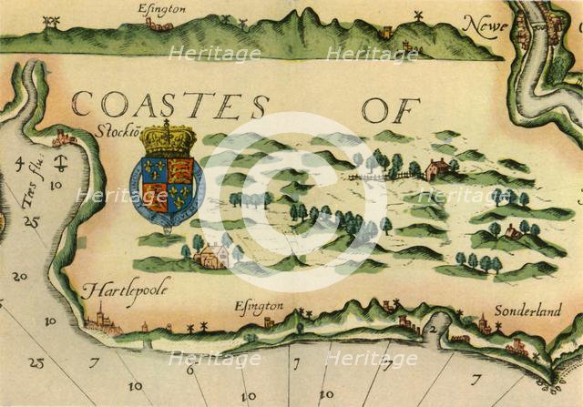 Chart showing windmills as landmarks on the north-east coast of England, 1588, (1947).  Creator: Unknown.