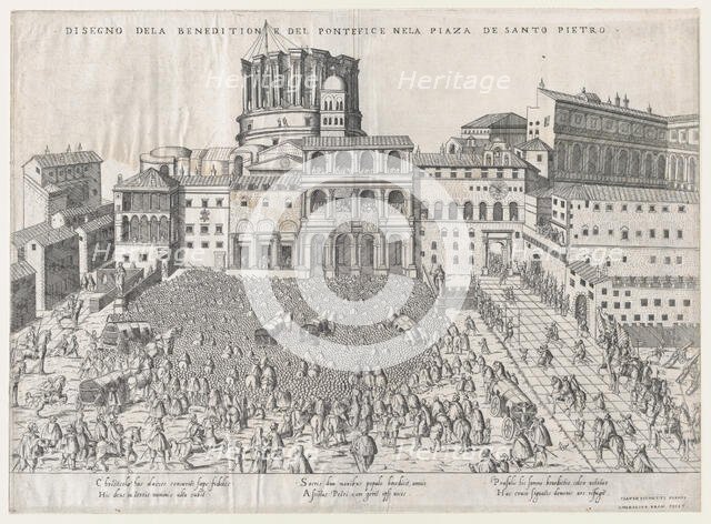 Speculum Romanae Magnificentiae: Papal Benediction, late 16th century., late 16th century. Creator: Giovanni Ambrogio Brambilla.